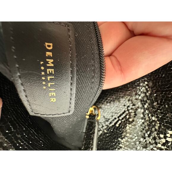 DEMELLIER Women's Black Gold Chain Strap Diamond Details Mini London Bag Purse - Picture 10 of 16